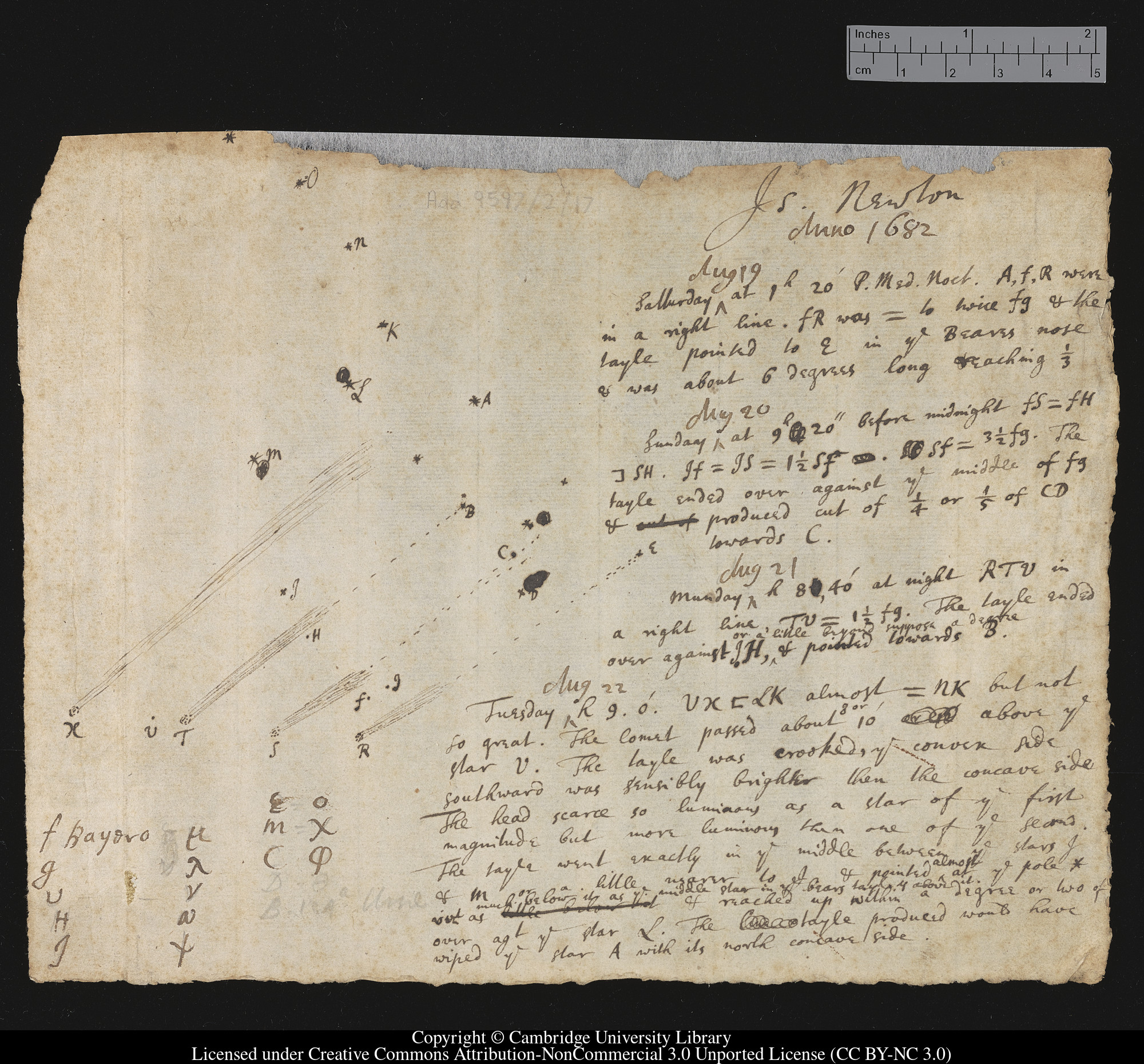 Newton&#39;s observations of the comet of 1682