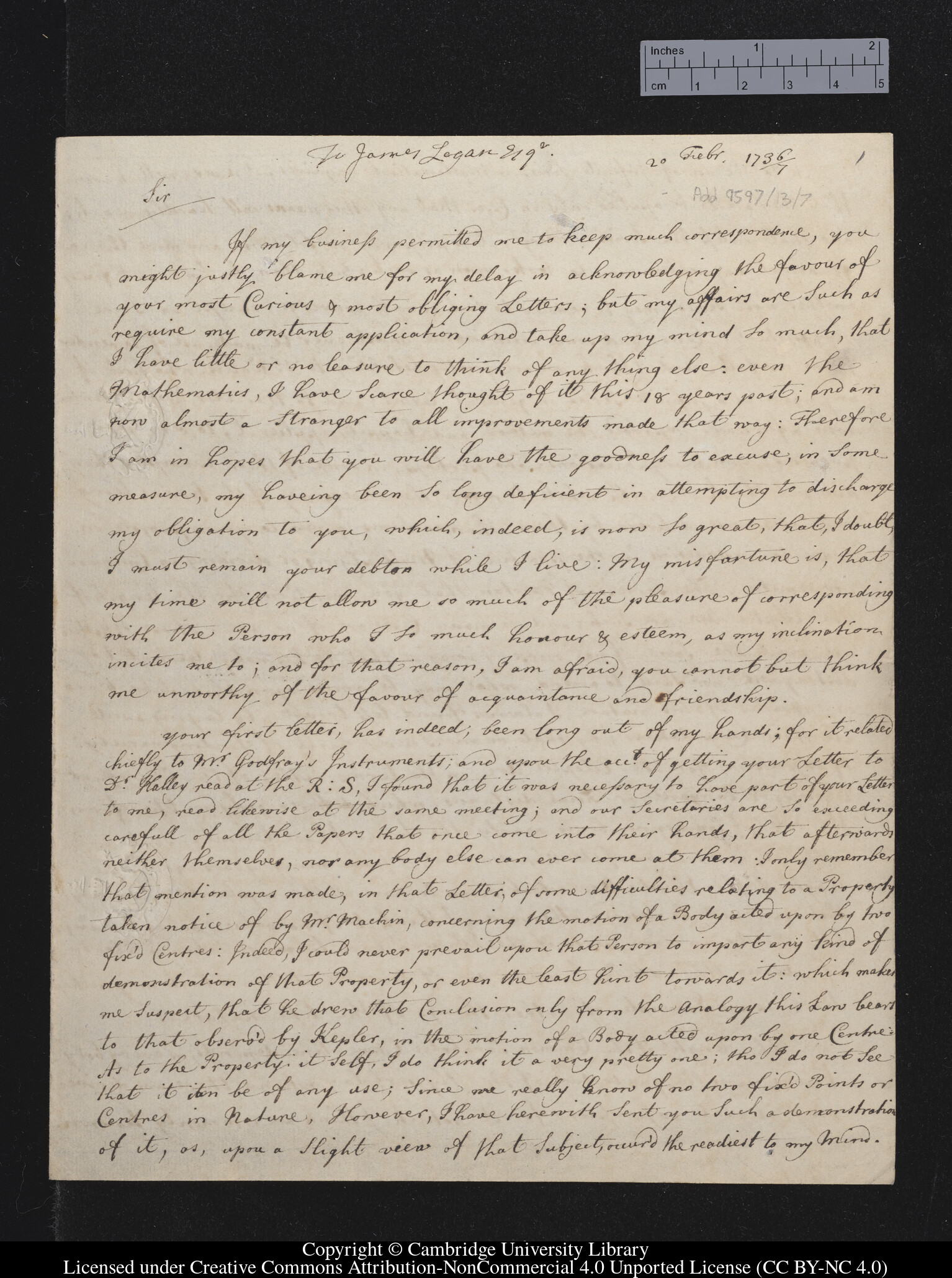 Letter from William Jones to James Logan
