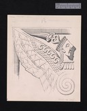 Drawing of detail of ivory sphinx plaque 53-211
