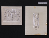 2 drawings by P. de Jong of faience cylinder 39-170