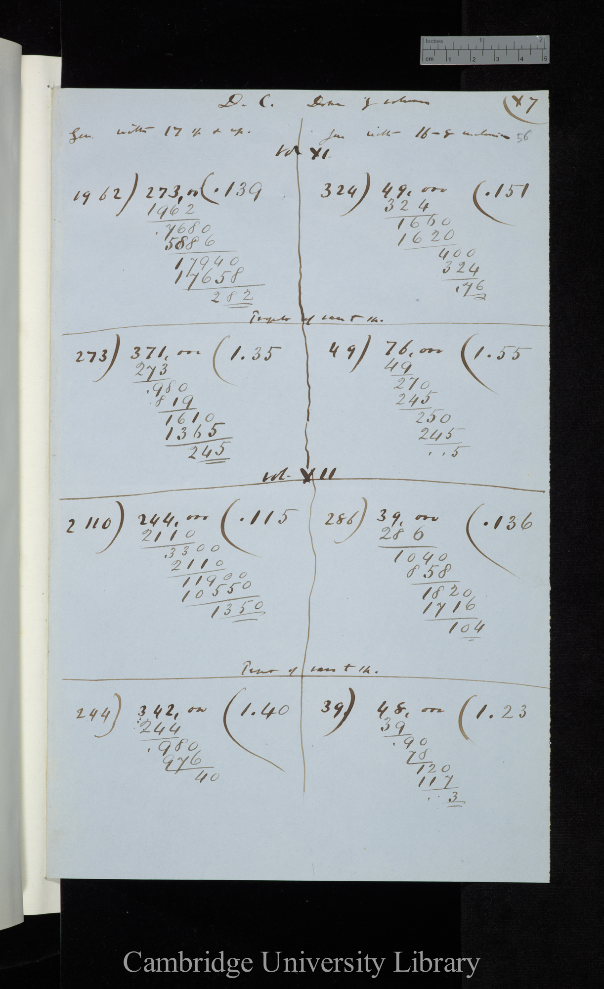 D C [ie Candolle] done by volumes / Genera with 17 sp[ecies] &amp; up / Genera with 16-8 inclusive