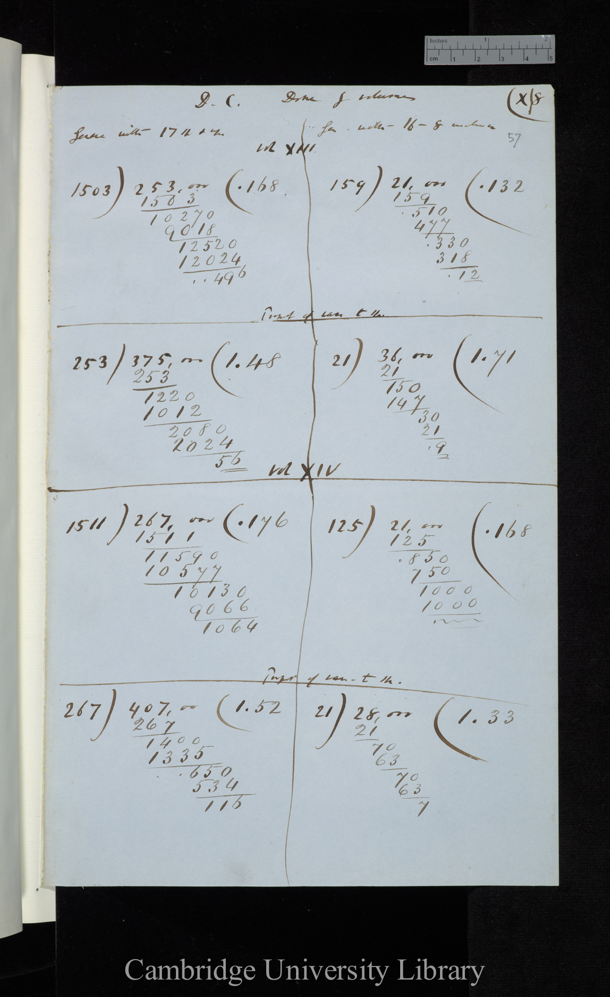 D C [ie Candolle] done by volumes / Genera with 17 sp[ecies] &amp; up / Genera with 16-8 inclusive