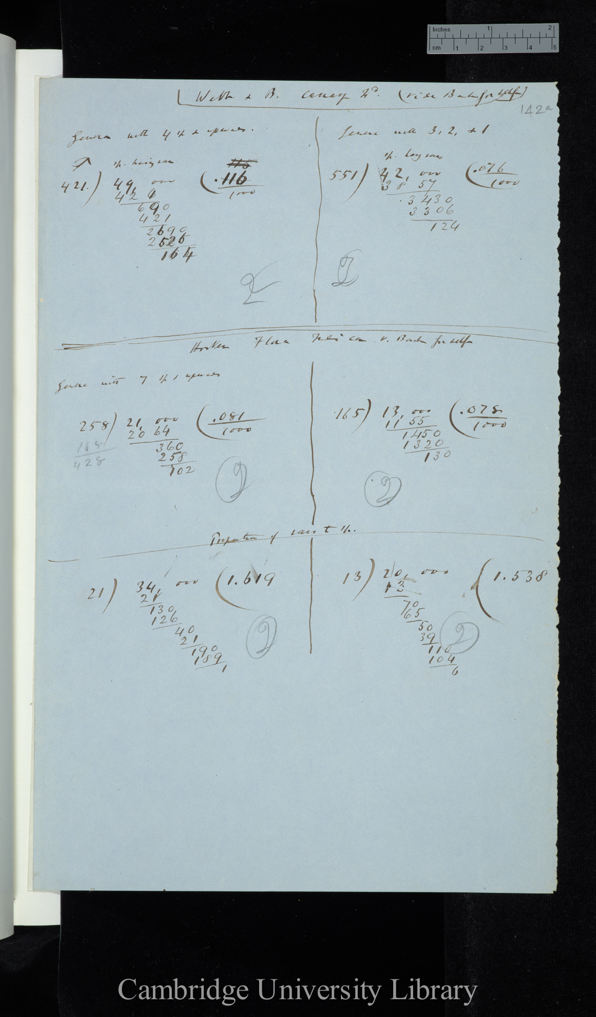 Webb &amp; B[erthelot] Canary Islands (vide back for self) (calculations)