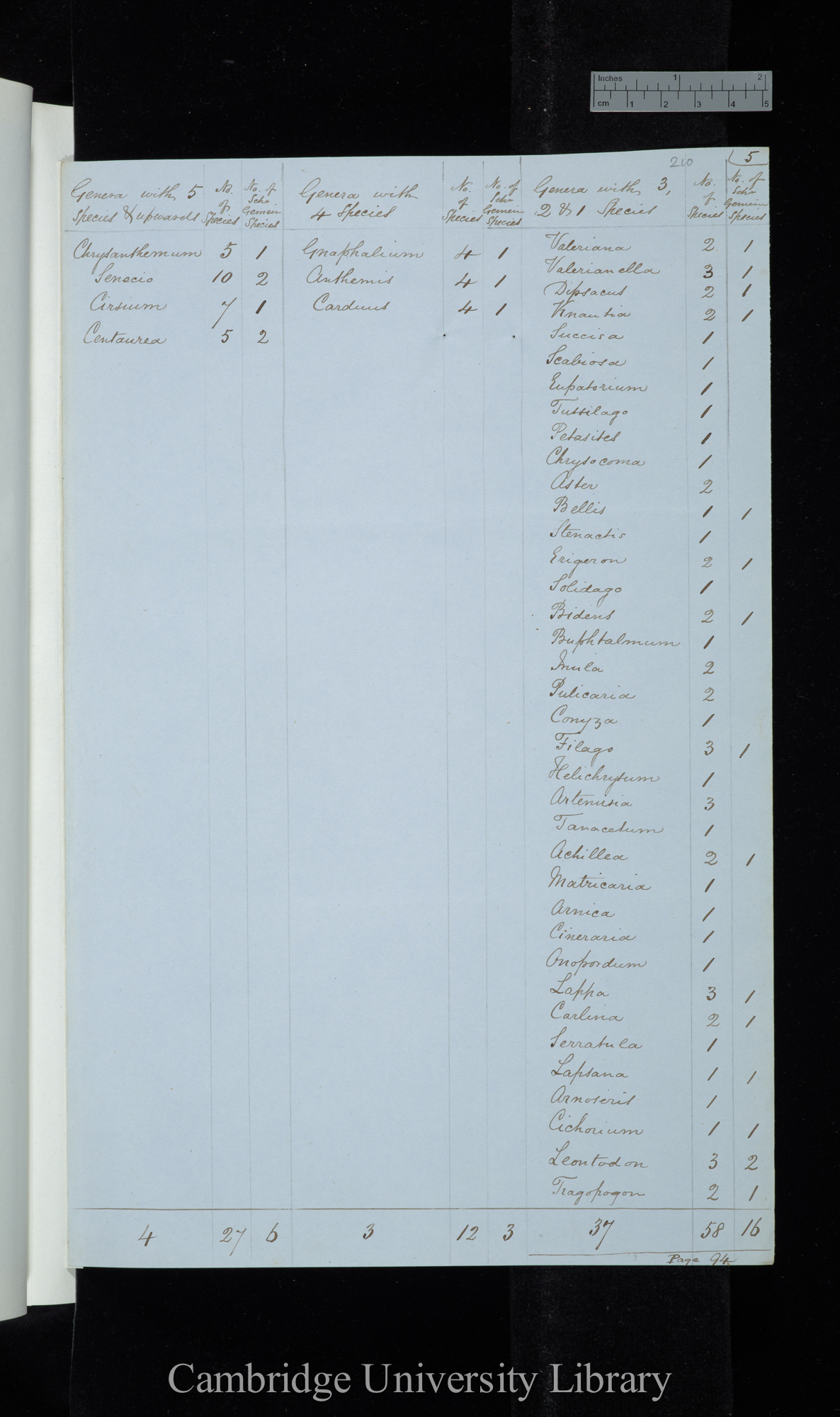 Furnrohr / Genera with 5 species &amp; upwards / Genera with 4 species / Genera with 3-1 species (table)