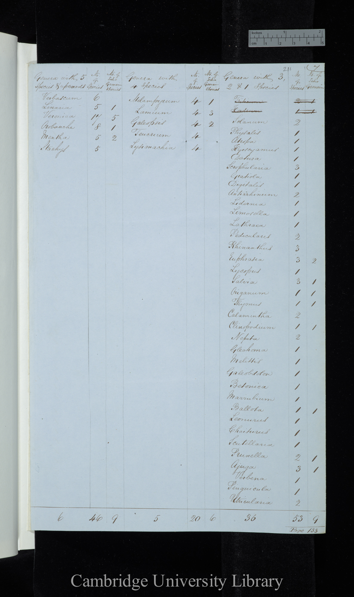 Furnrohr / Genera with 5 species &amp; upwards / Genera with 4 species / Genera with 3-1 species (table)