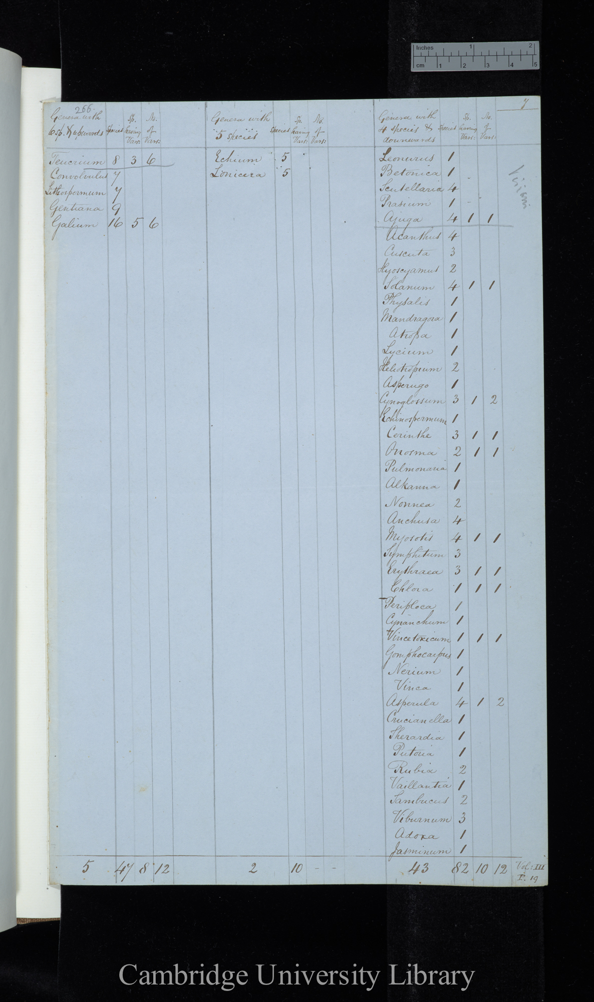 Visiani Flora Dalmatica / Genera with 6 species &amp; upwards / Genera with 5 species /Genera with 4 species &amp; downwards (table)