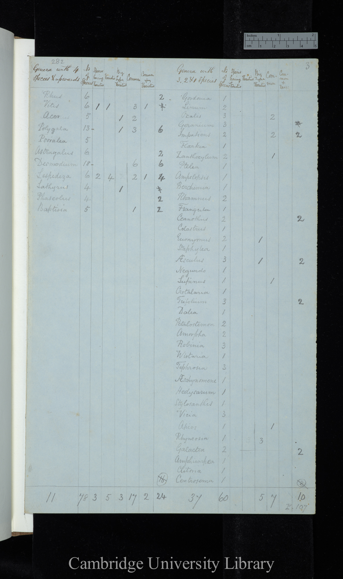 Dr Asa Gray 2d Edit / Genera with 4 species &amp; upwards Naturalised excluded / genera with 3-1 species (table)