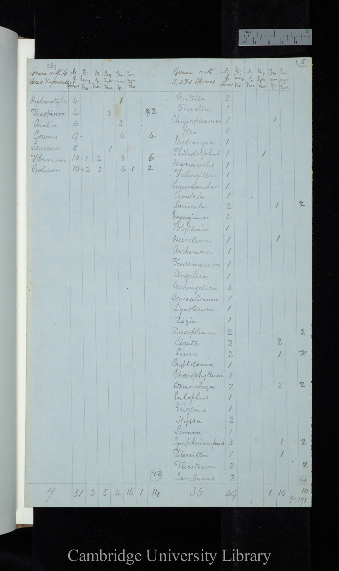 Dr Asa Gray 2d Edit / Genera with 4 species &amp; upwards Naturalised excluded / genera with 3-1 species (table)