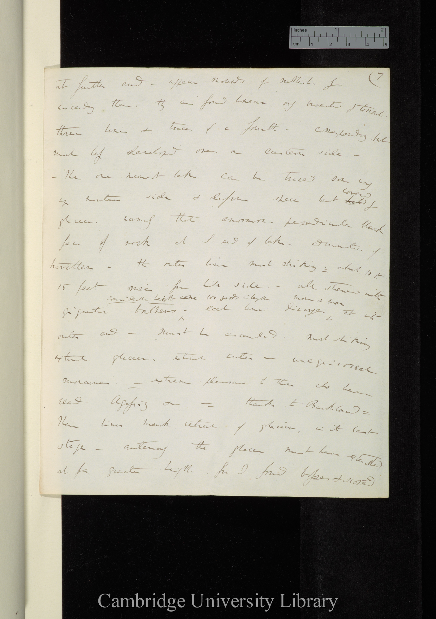 Examined course of torrent of Conway above the C[apel] Curig [erosion and transport by running water and glaciers]