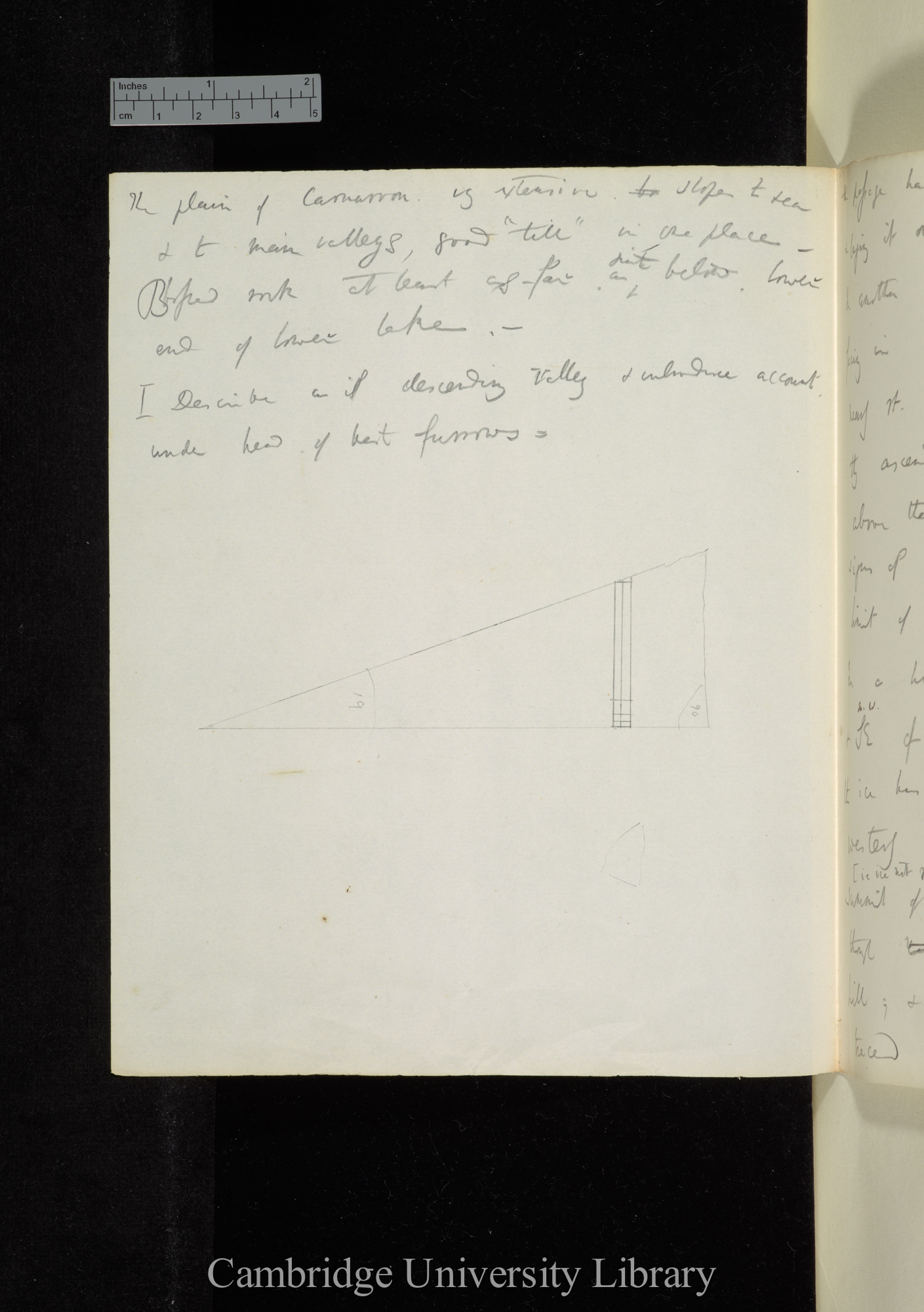 Examined course of torrent of Conway above the C[apel] Curig [erosion and transport by running water and glaciers]