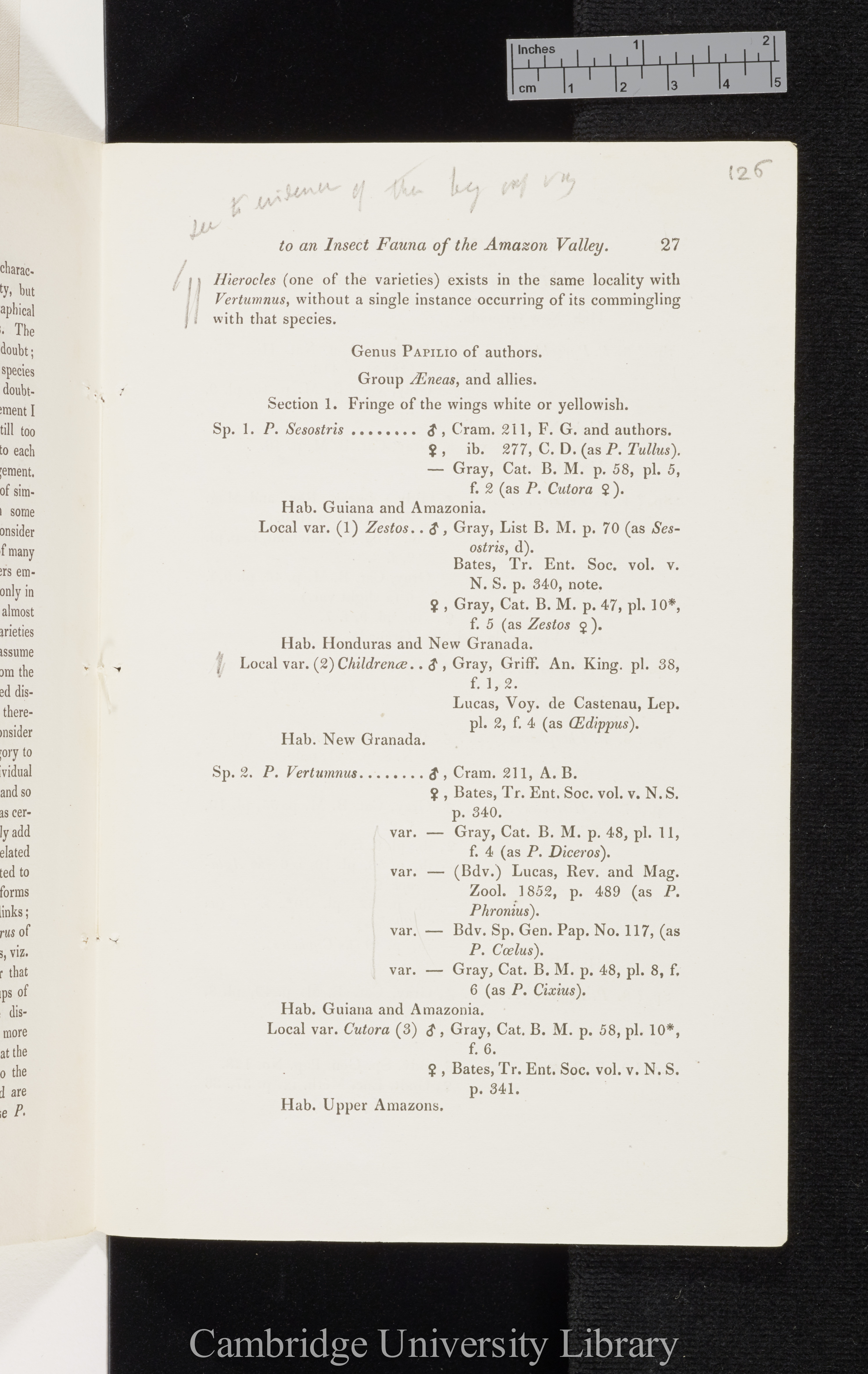 Bates, Henry Walter. Contributions to an insect fauna of the Amazon valley I: Diurnal Lepidoptera &#39;Entomological Society (Transactions)&#39; 2s 5: 335-361 [27]