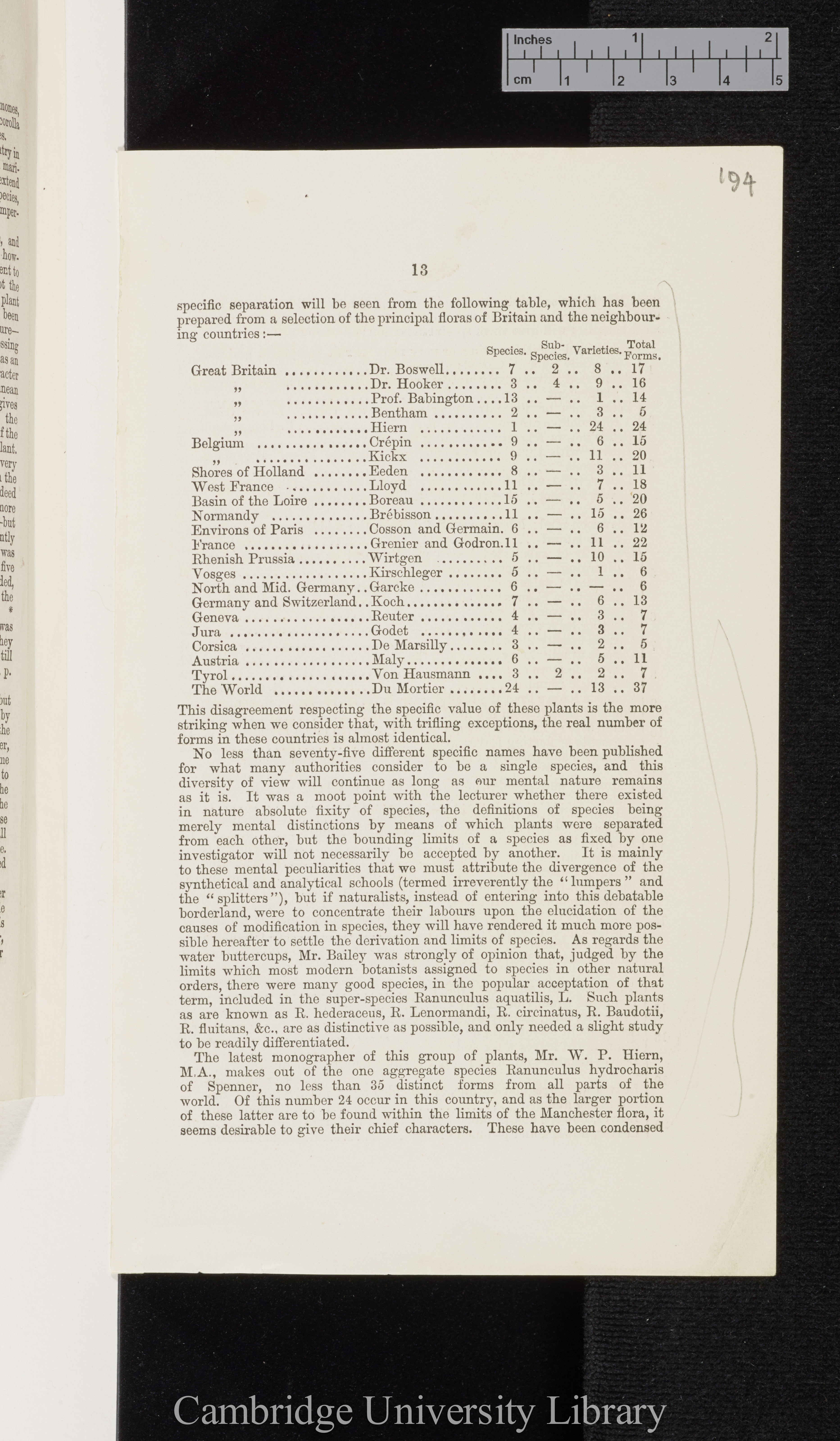 Bailey, Charles. Excursion to Dunham Massey; the water buttercups of the English flora &#39;Manchester Scientific Students&#39; Association (Annual Report)&#39;: 13