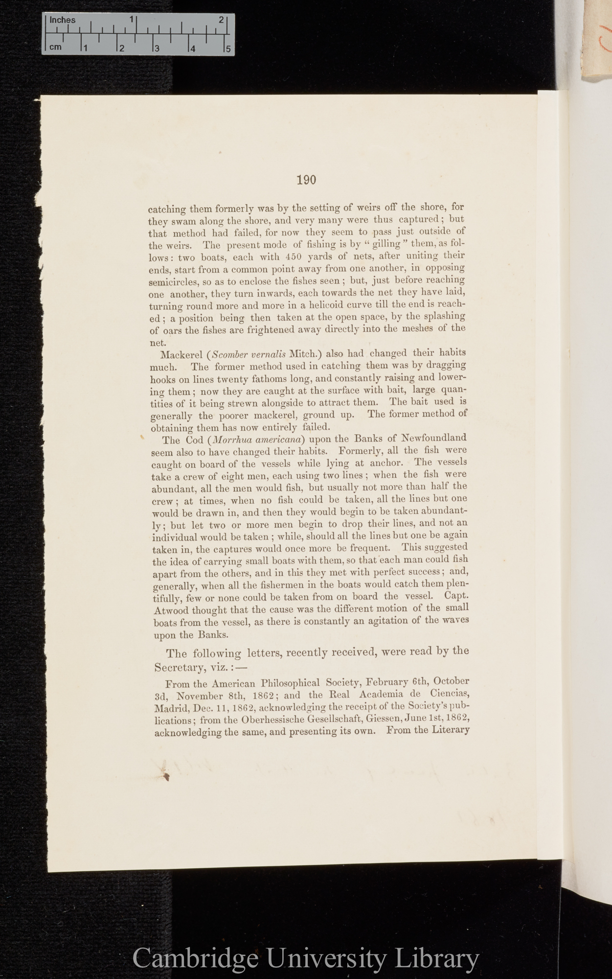 Atwood, N. E. [Notes on the habits of bluefish, cod, and mackerel] &#39;Boston Society of Natural History (Proceedings)&#39; 9: 190