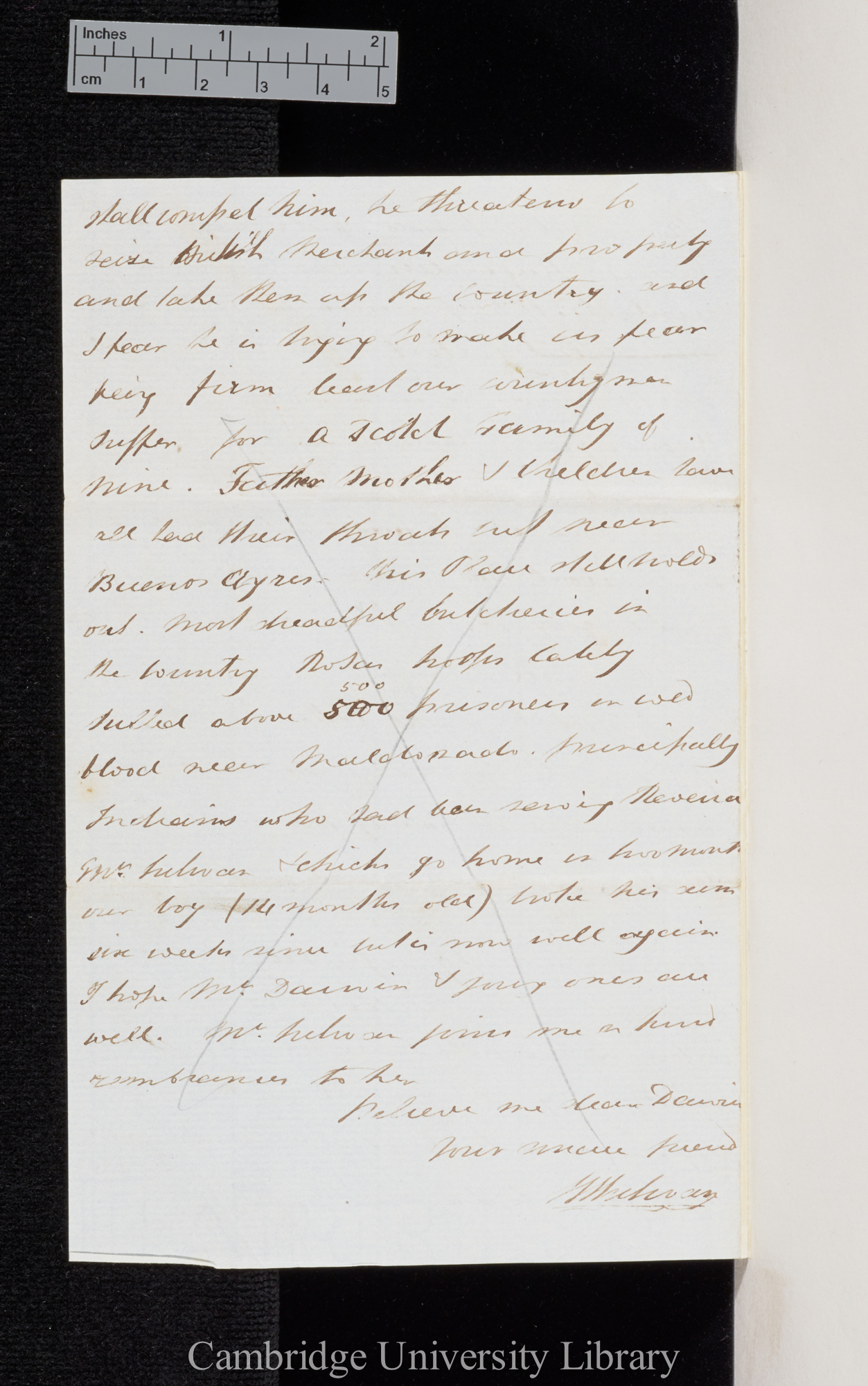 Sir Bartholomew James Sulivan to Charles Robert Darwin