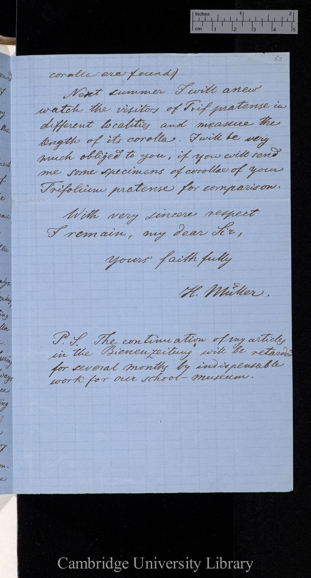 (Heinrich Ludwig) Hermann Müller to Charles Robert Darwin