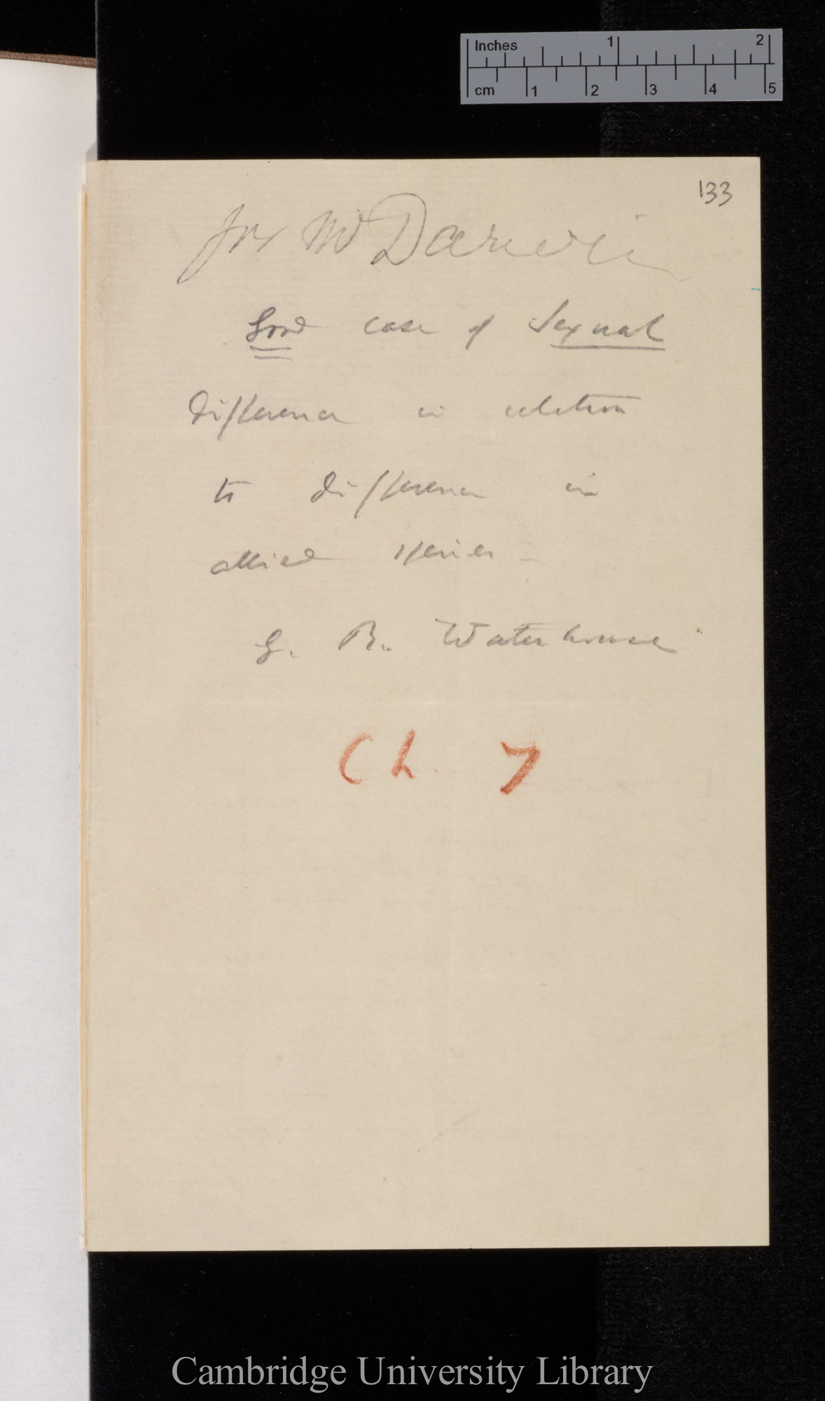 [George Robert Waterhouse] to Charles Robert Darwin