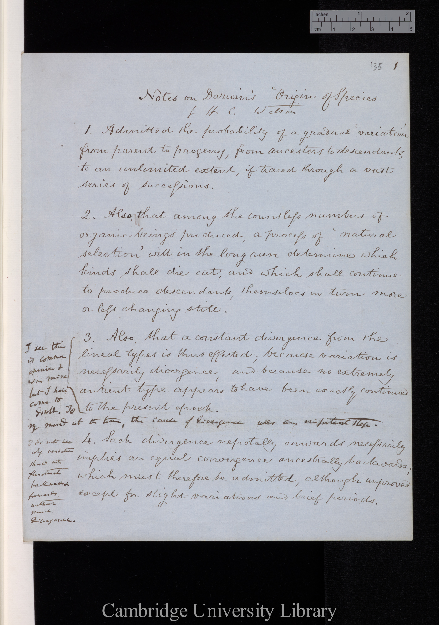 [Hewett Cottrell Watson] to Charles Robert Darwin