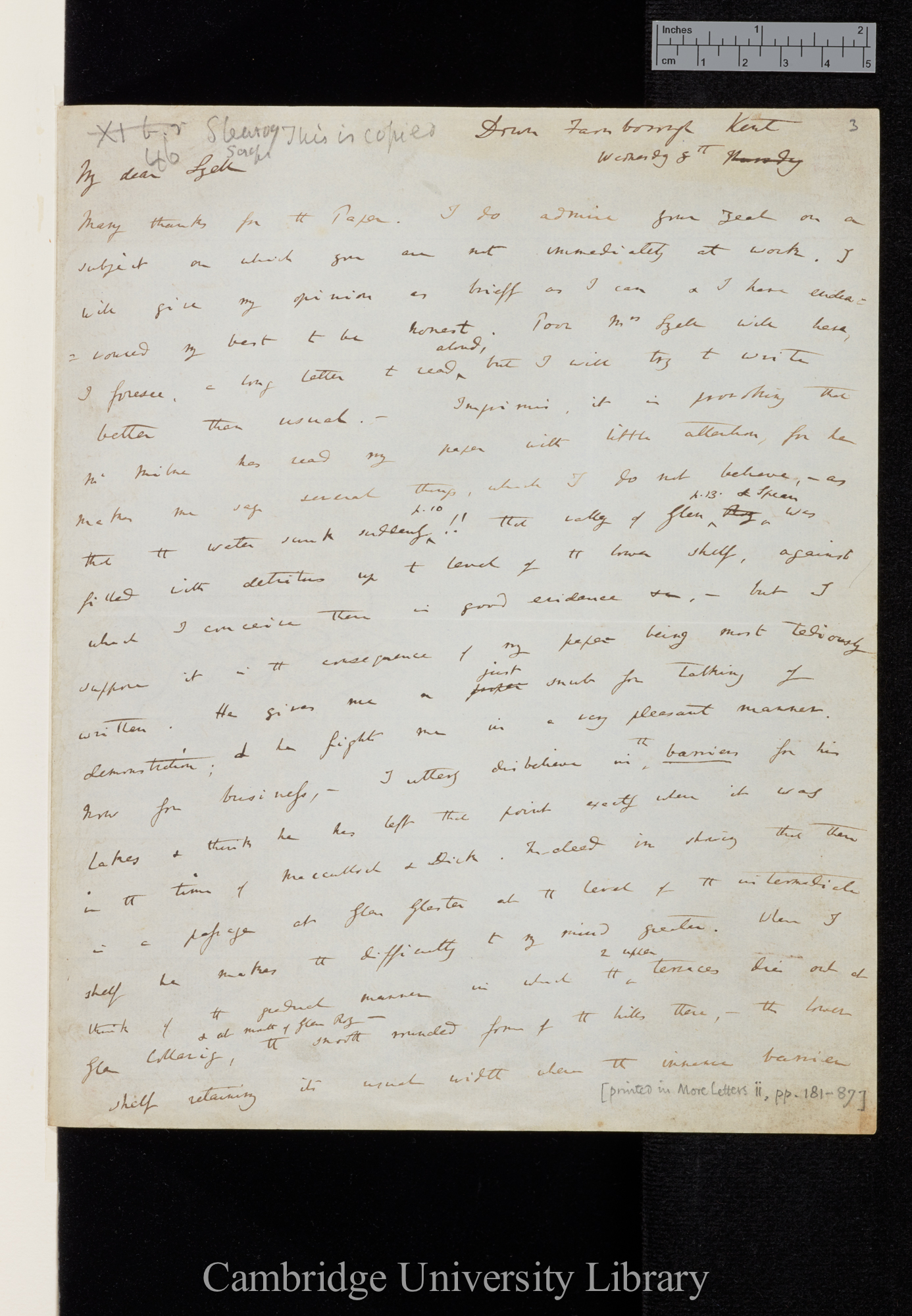 Charles Robert Darwin to Sir Charles Lyell, [Ms p 1]