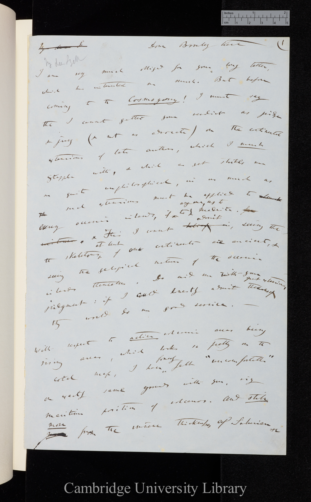 Charles Robert Darwin to Sir Charles Lyell, Ms p 1