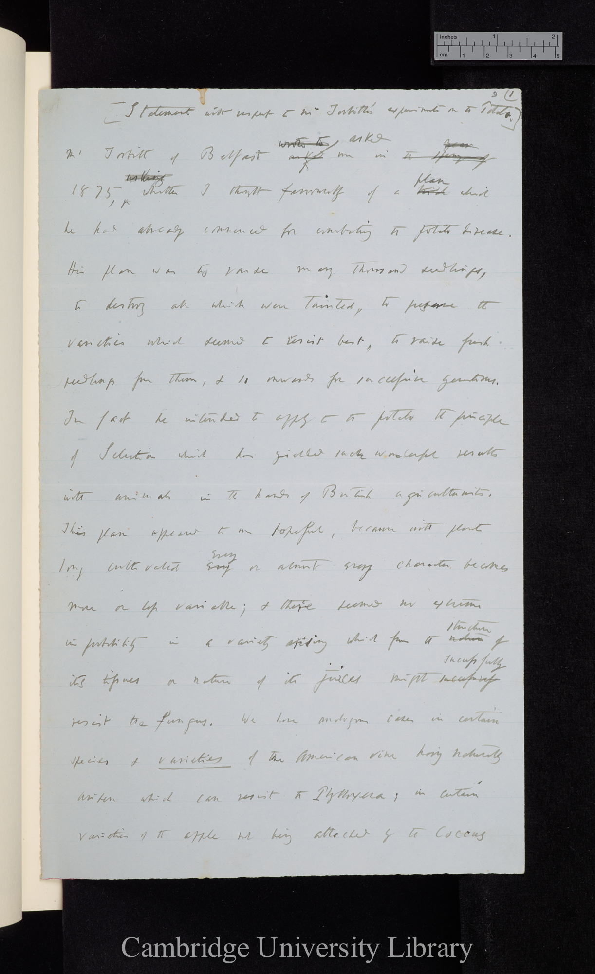 Charles Robert Darwin to Sir James Caird