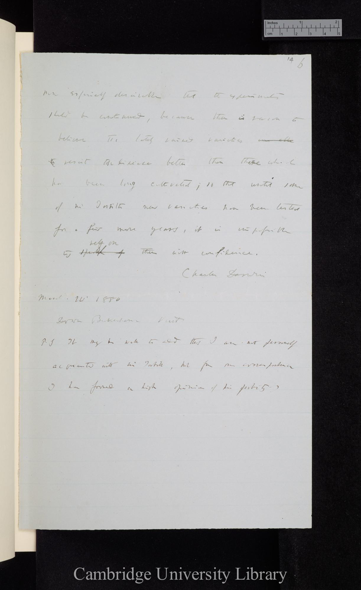 Charles Robert Darwin to Sir James Caird