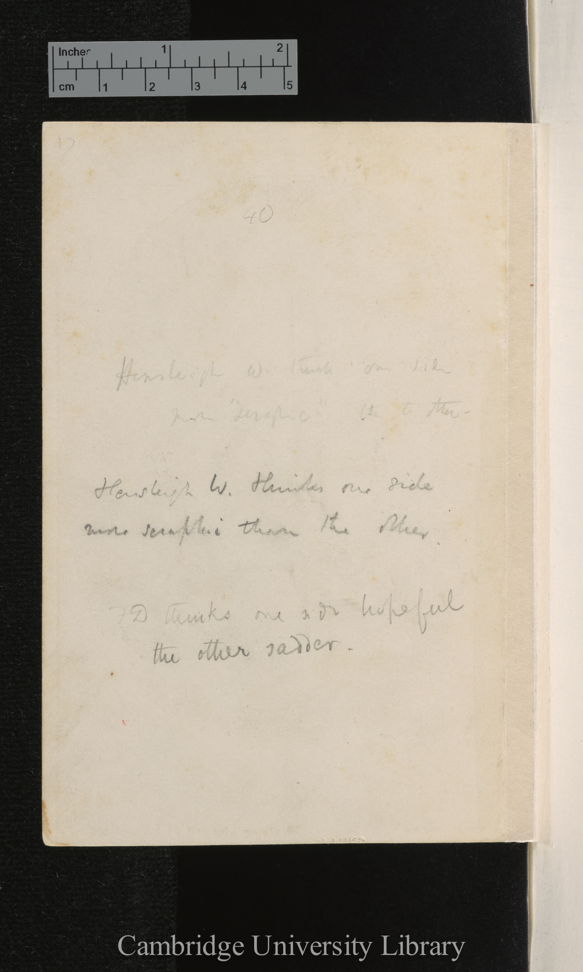 [verso of photograph]; annotated by Charles Robert Darwin