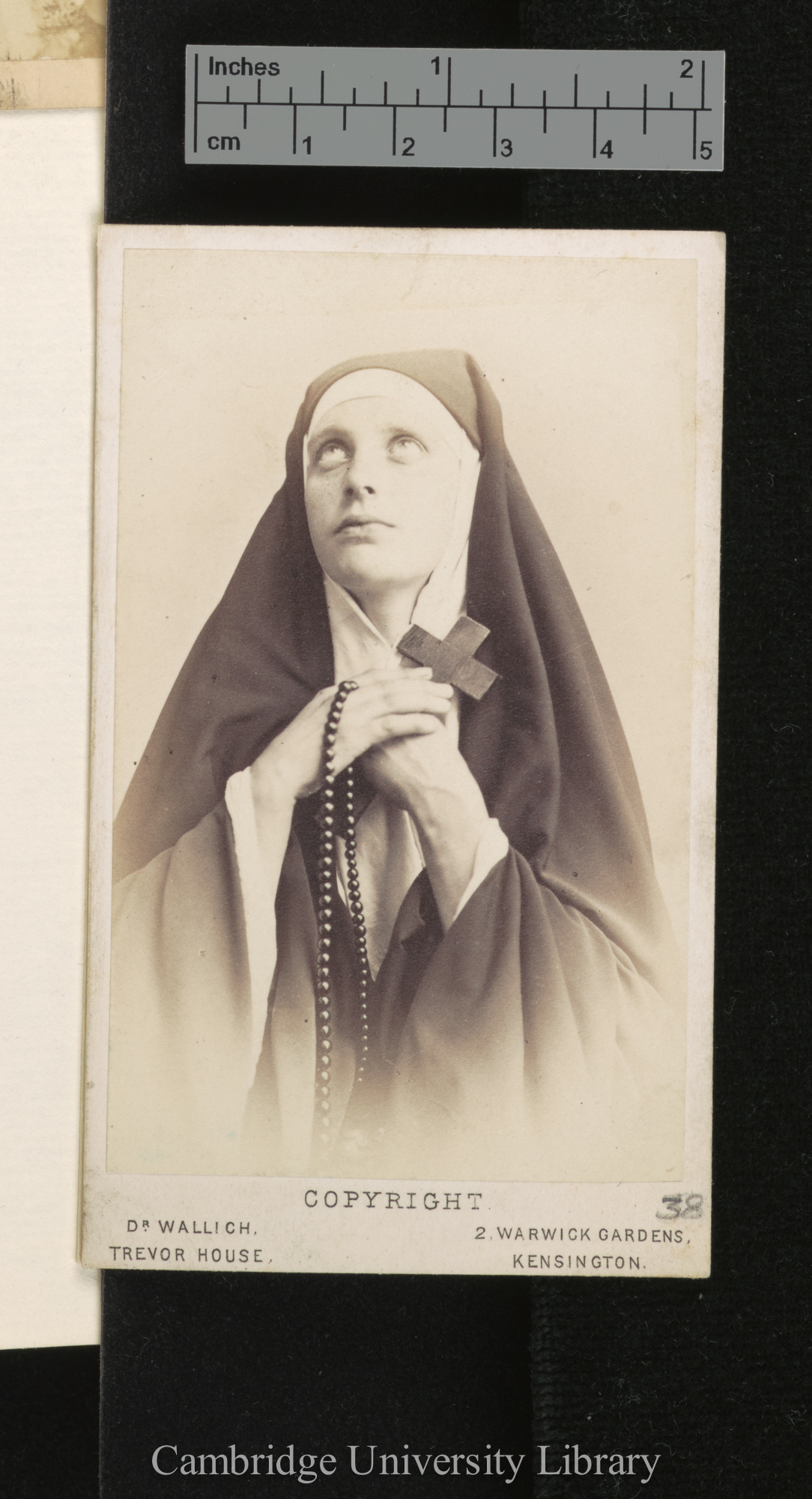 Photo of nun praying by Dr Wallich, 2 Warwick Gardens, Kensington, London W