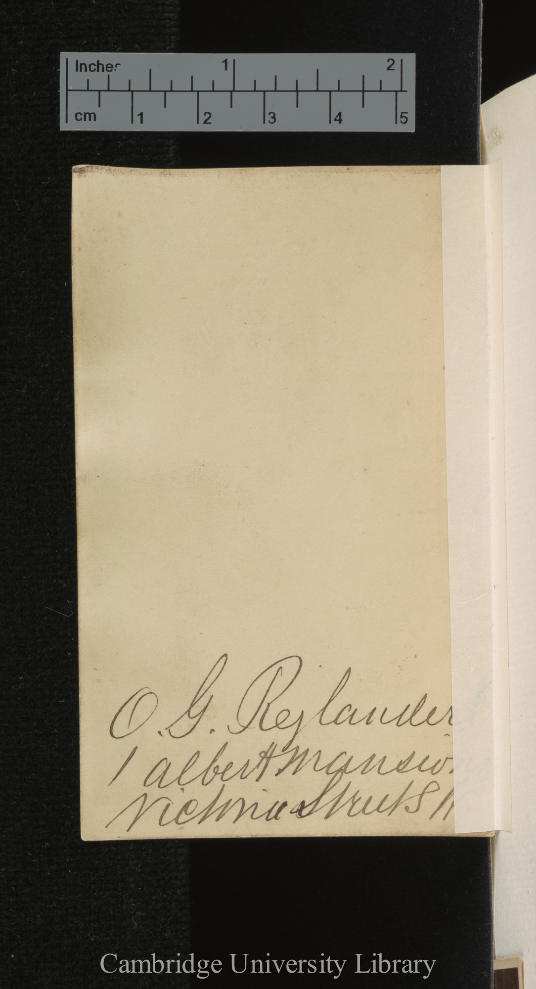 [verso of photograph - photographer signature (O G Rejlander)]