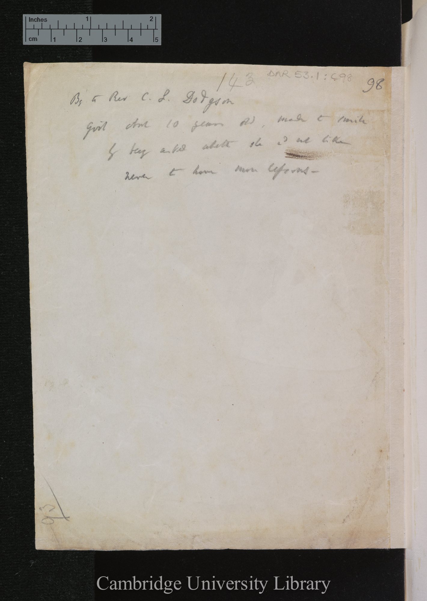 [verso of photograph]; annotated by Charles Robert Darwin