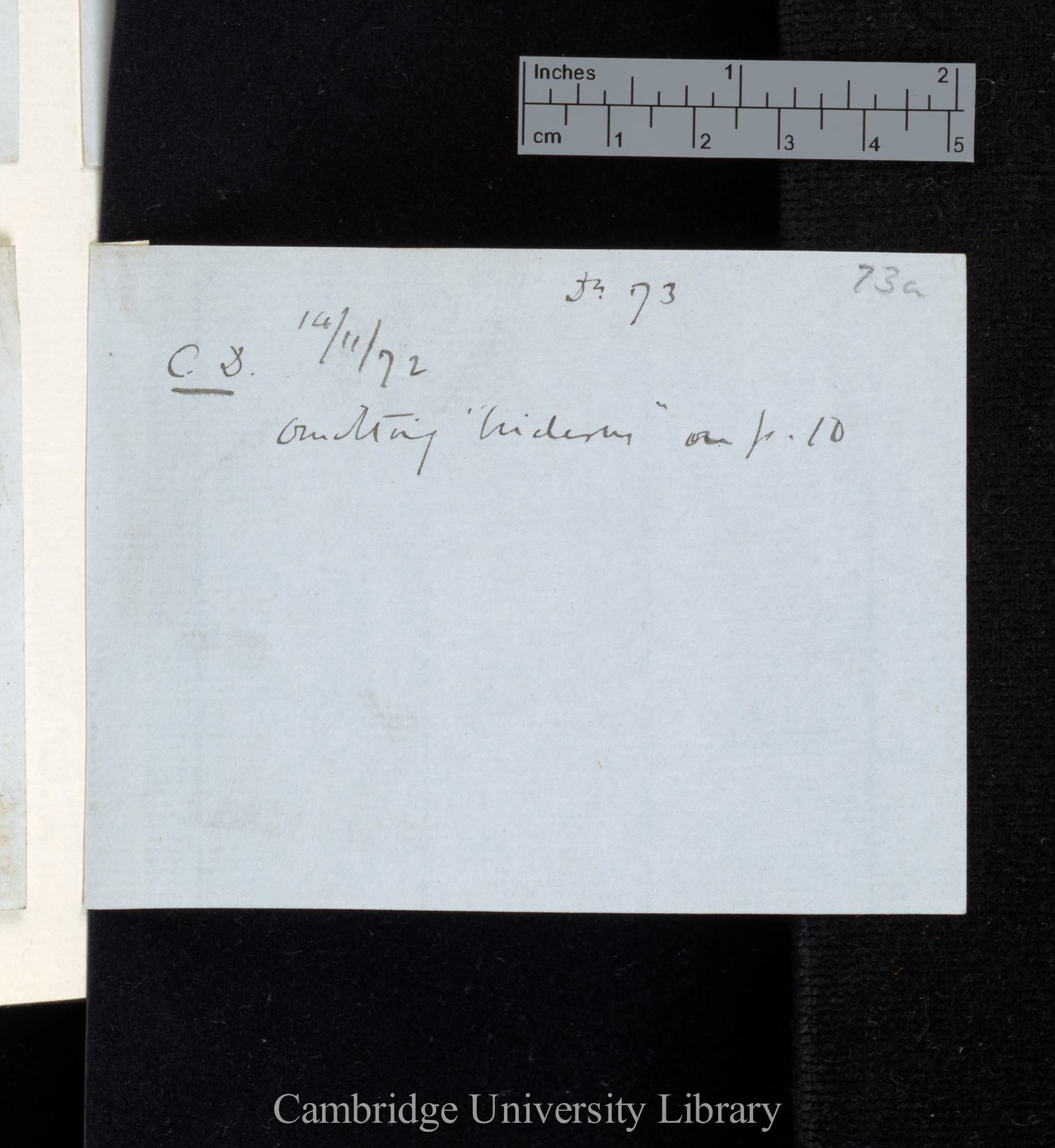 73: [Charles Robert Darwin] 14 November 1872 omitting &quot;hideous&quot; on p 10