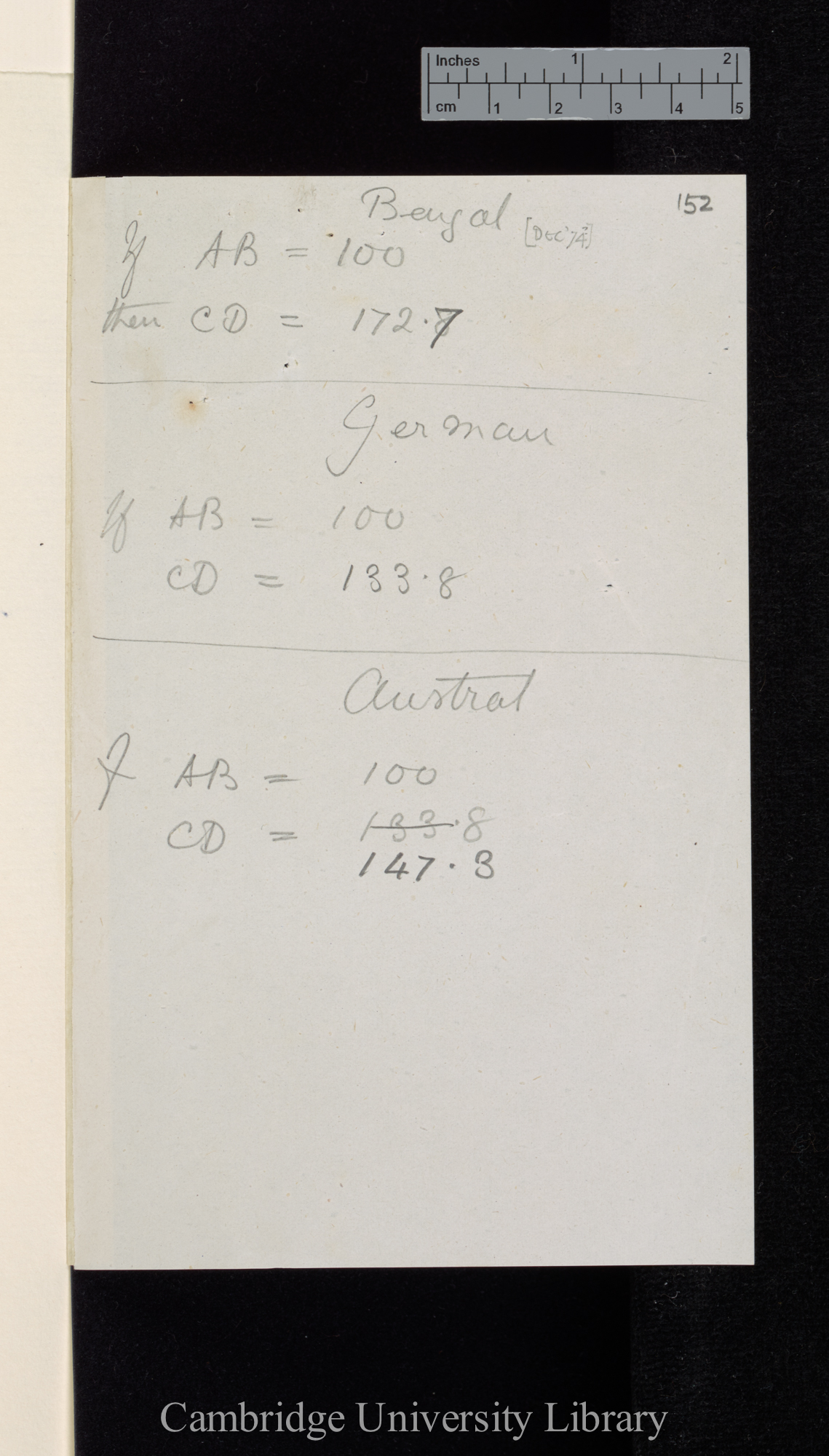 Bengal / German / Austral[ian] [dimensions of leaves]