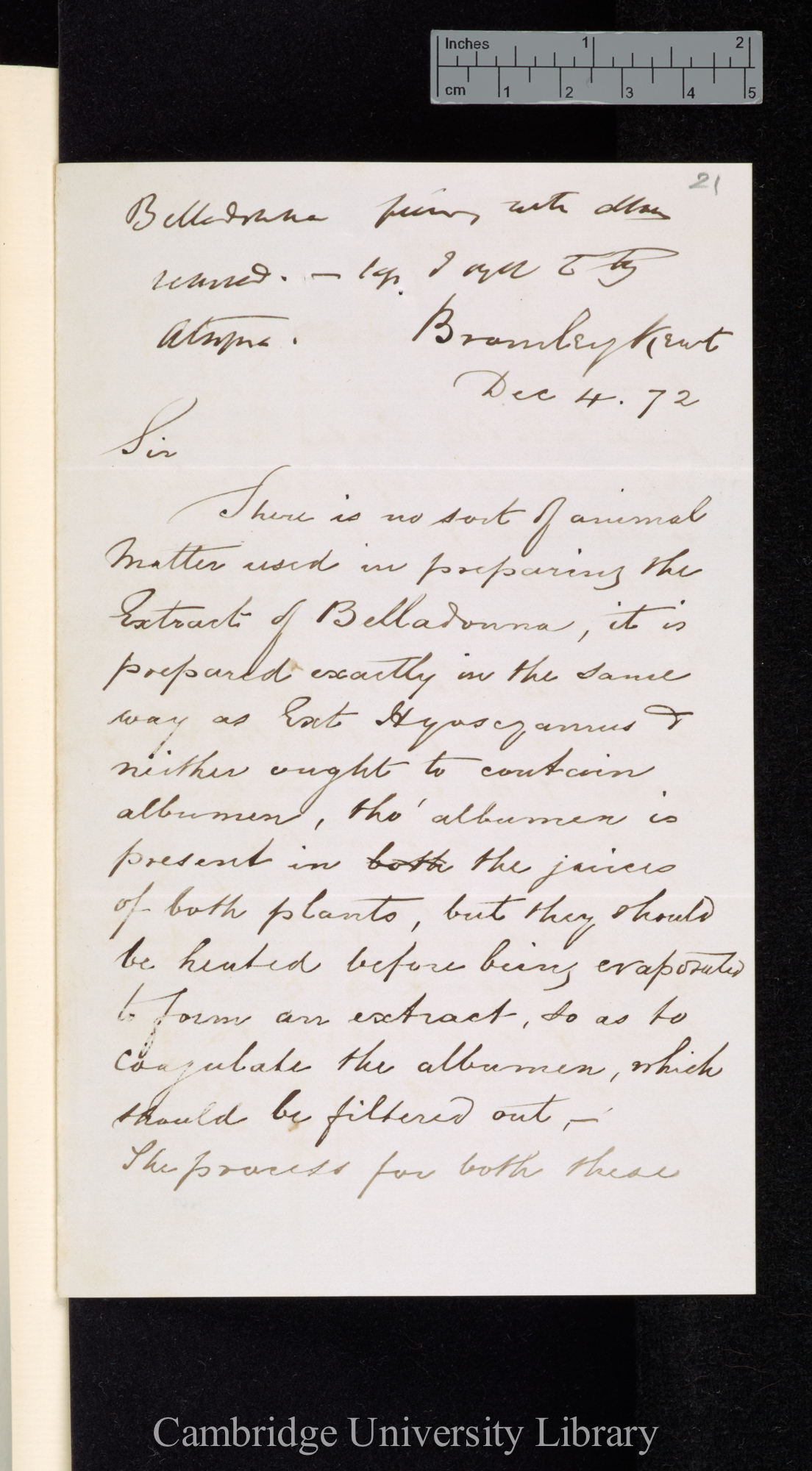 William Walmisley Baxter to Charles Robert Darwin