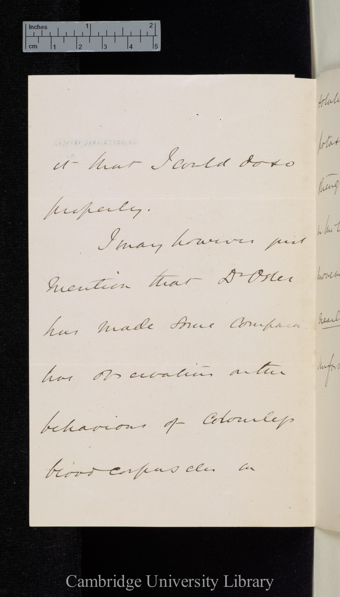 Sir John Scott Burdon Sanderson to Charles Robert Darwin