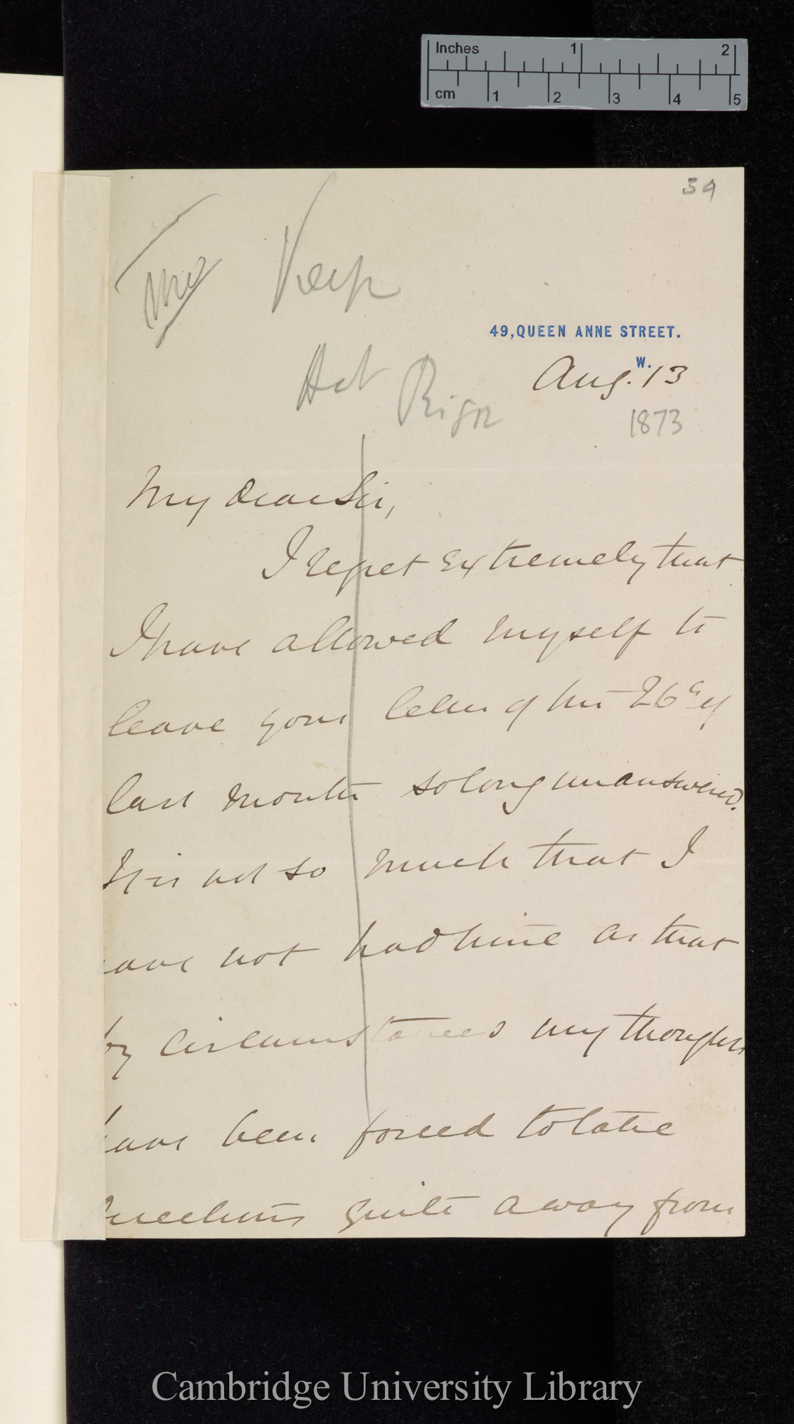 Sir John Scott Burdon Sanderson to Charles Robert Darwin