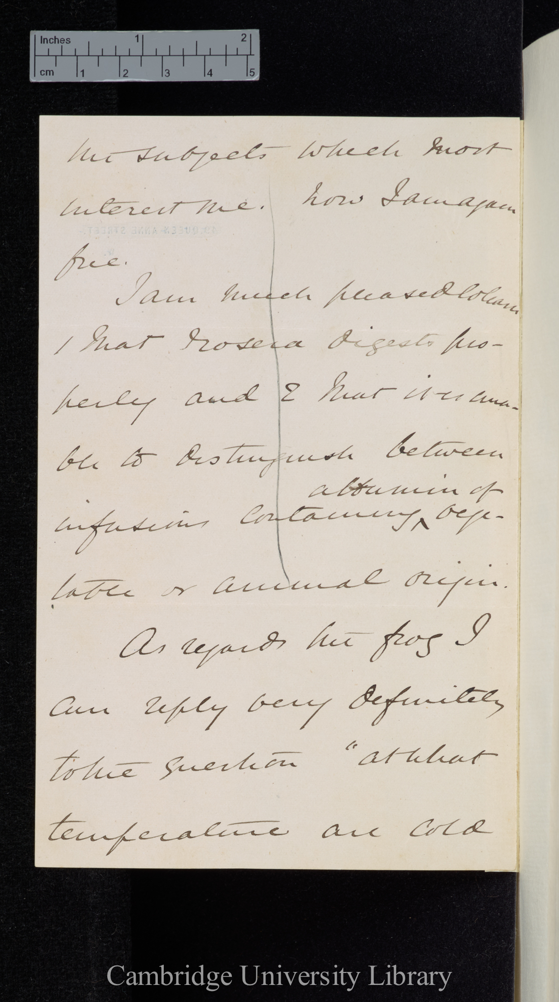 Sir John Scott Burdon Sanderson to Charles Robert Darwin