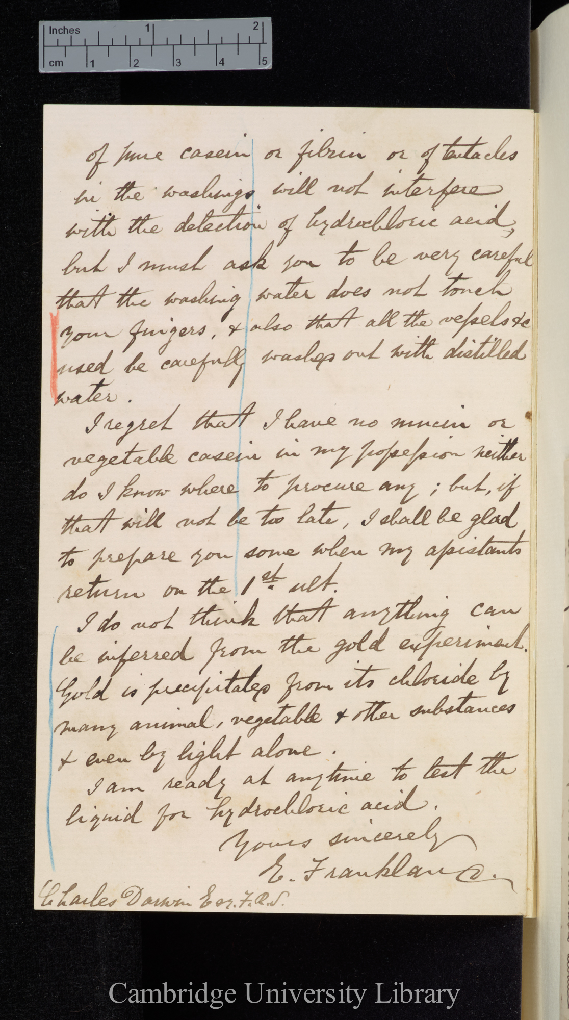 Edward Frankland to Charles Robert Darwin