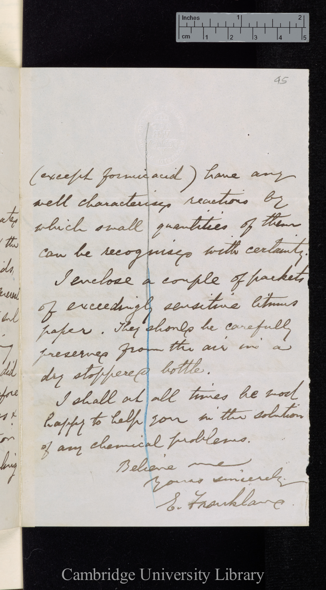 Edward Frankland to Charles Robert Darwin