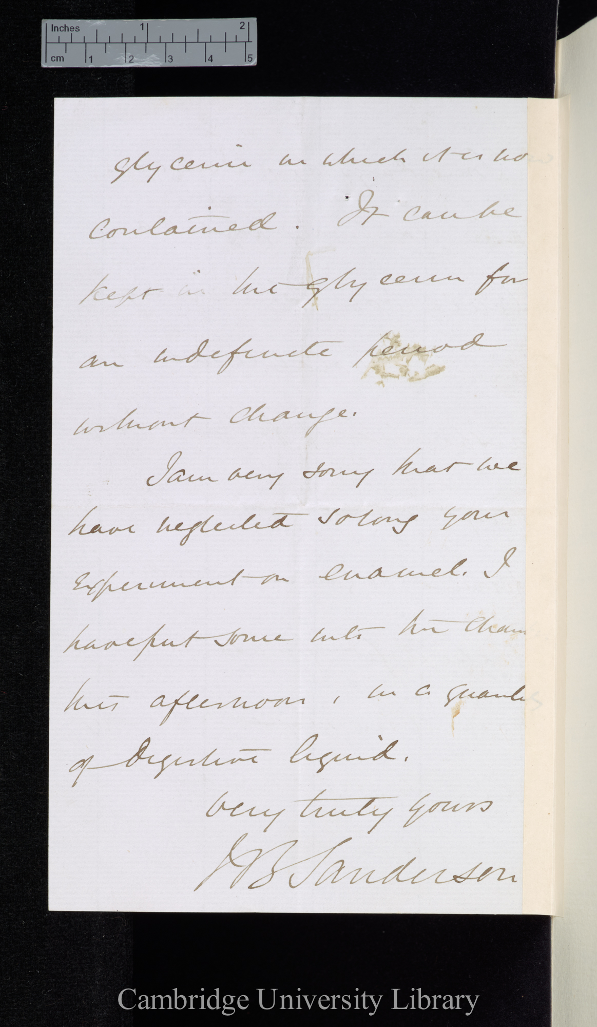 Sir John Scott Burdon Sanderson to Charles Robert Darwin