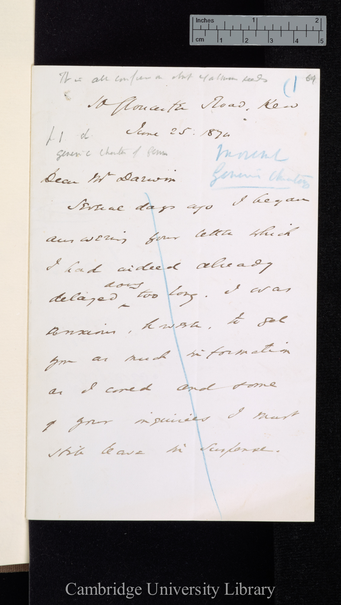 [Sir William Turner Thiselton-Dyer] to Charles Robert Darwin