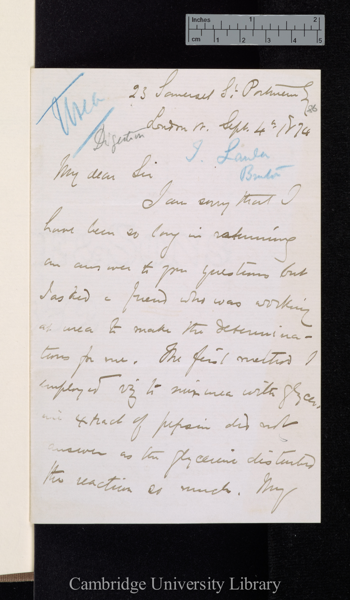 Sir Thomas Lauder Brunton to Charles Robert Darwin