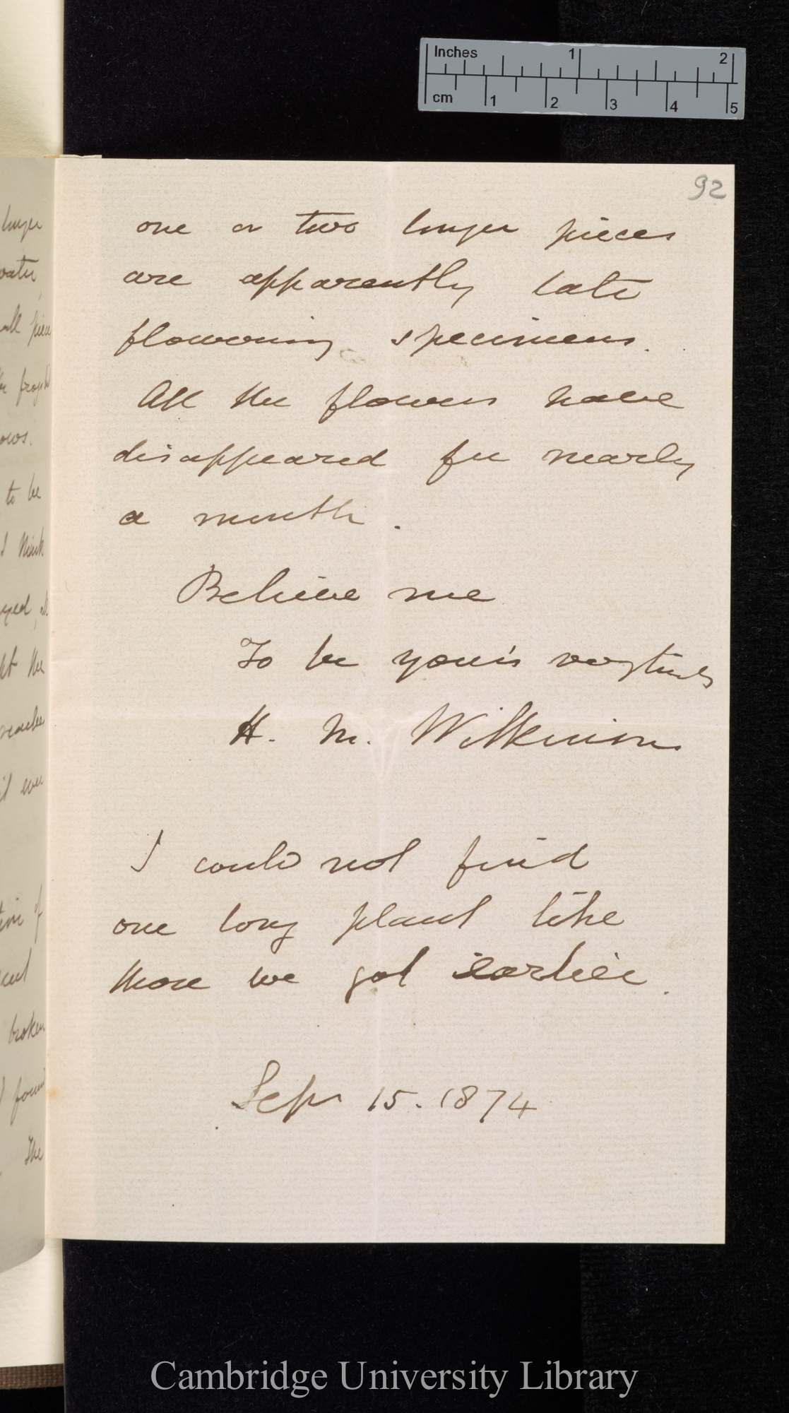 Henry Marlow Wilkinson to Charles Robert Darwin