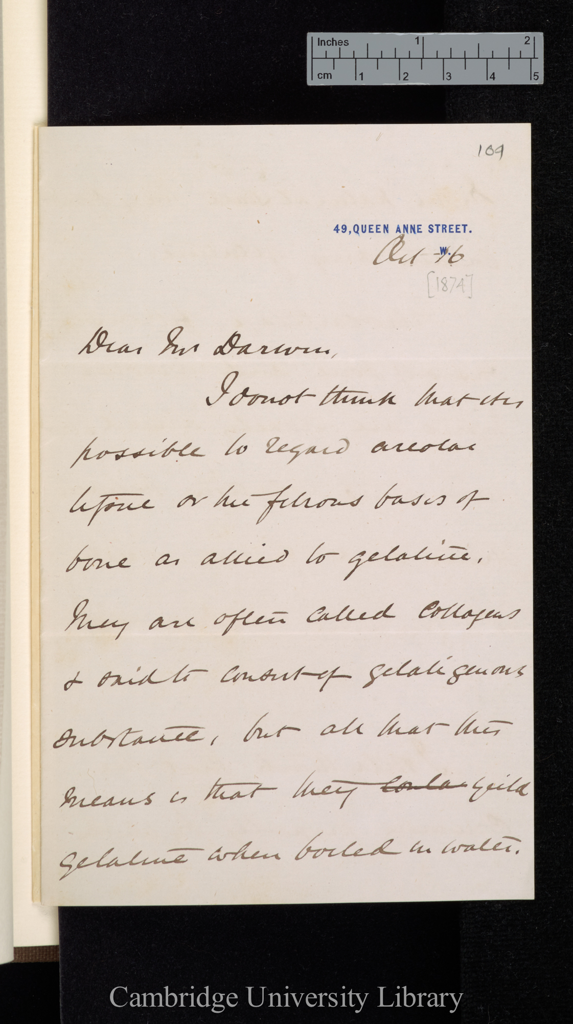 Sir John Scott Burdon Sanderson to Charles Robert Darwin