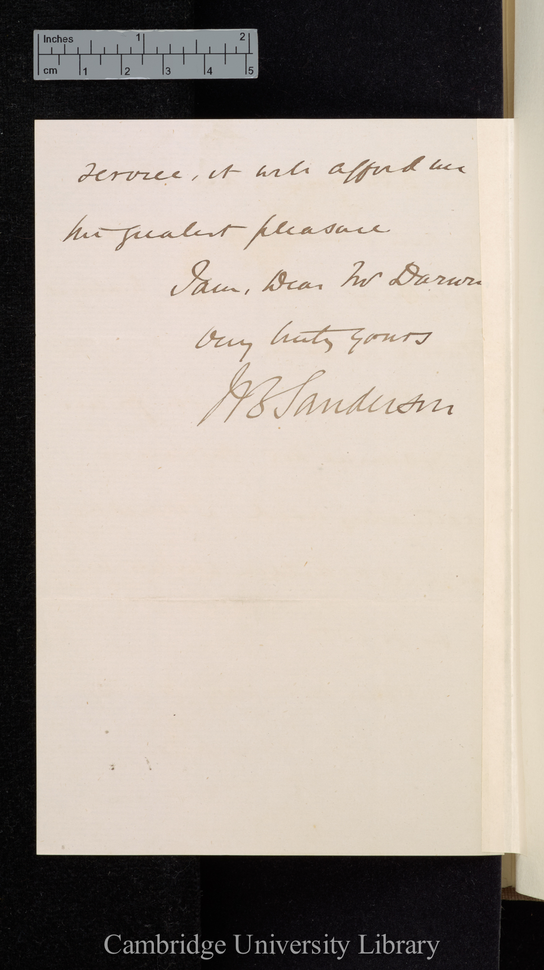 Sir John Scott Burdon Sanderson to Charles Robert Darwin