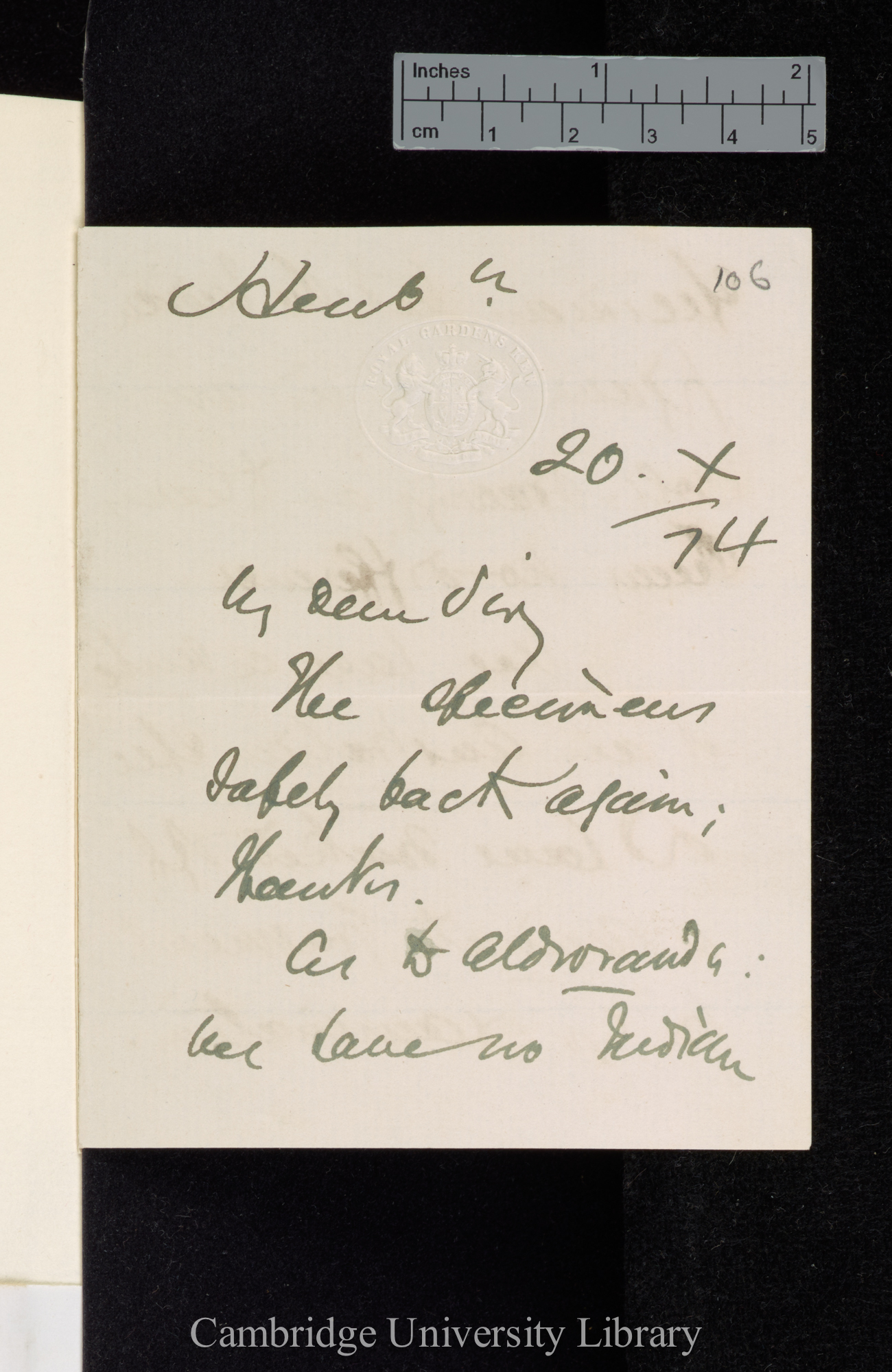 Daniel Oliver to Charles Robert Darwin