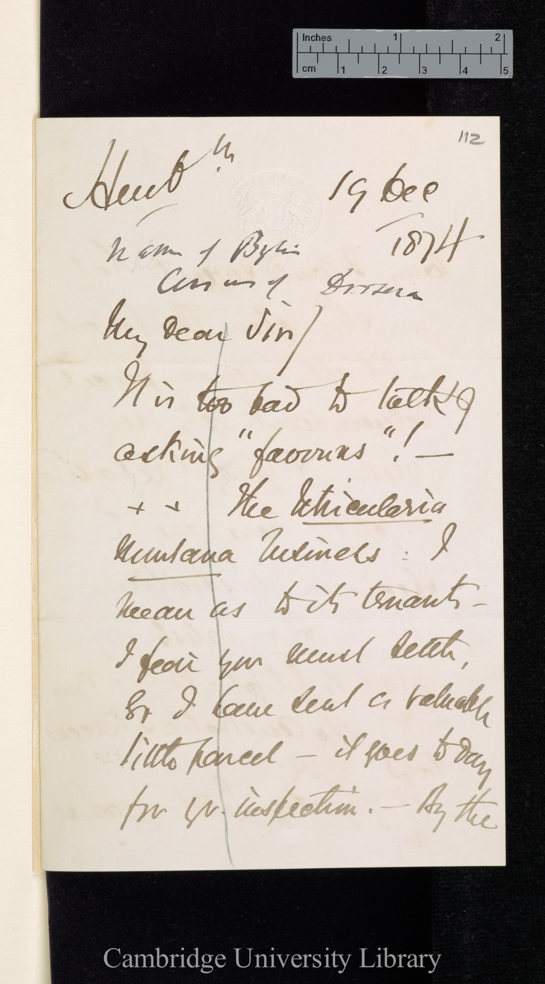 Daniel Oliver to Charles Robert Darwin