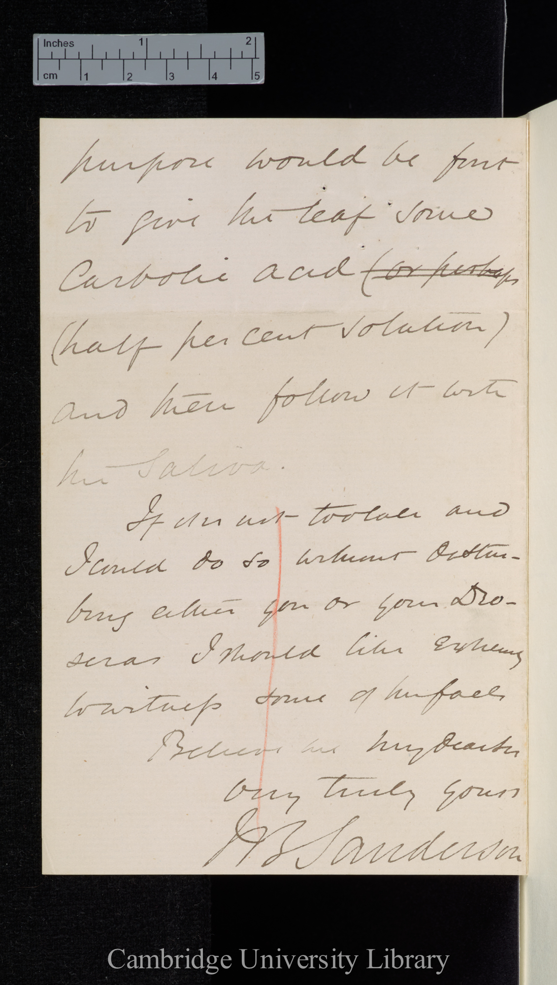 Sir John Scott Burdon Sanderson to Charles Robert Darwin