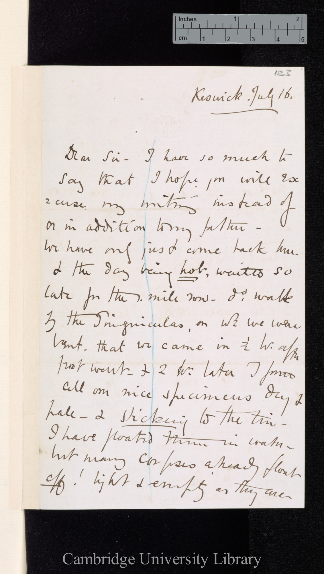 [Theodosia Marshall] to Charles Robert Darwin