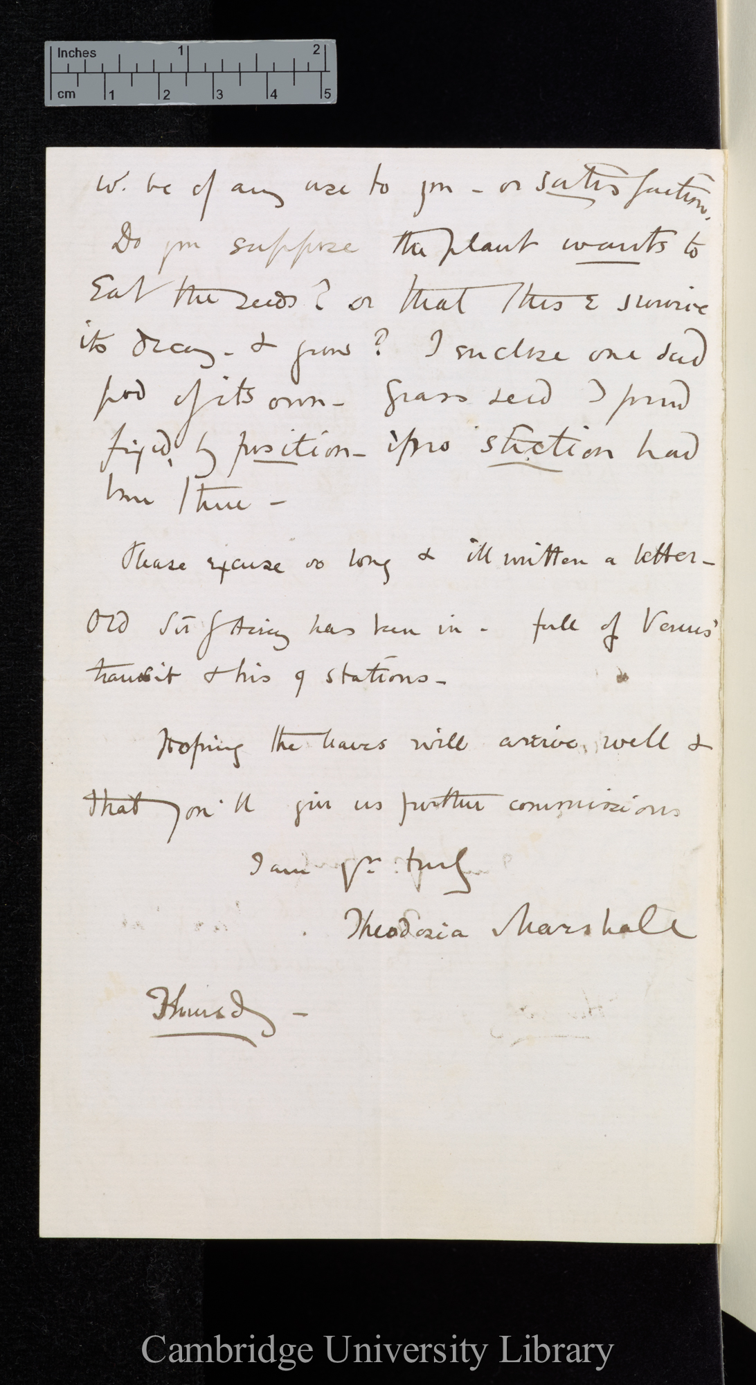 Theodosia Marshall to Charles Robert Darwin