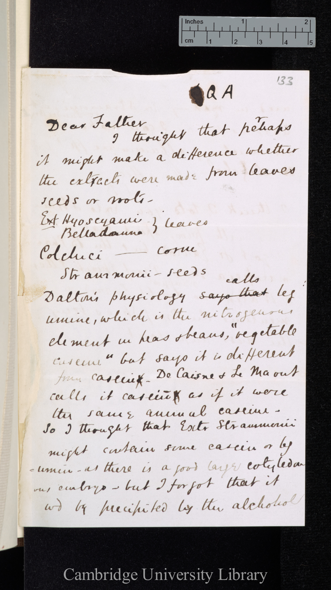 Sir Francis Darwin to Charles Robert Darwin