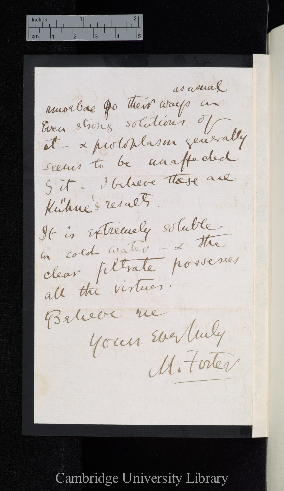 Sir Michael Foster to Charles Robert Darwin